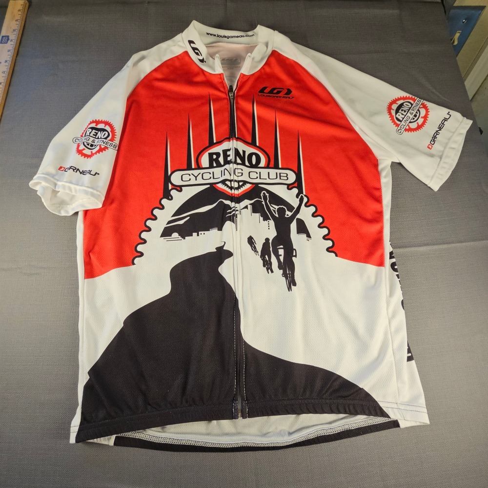Louis Garneau Reno Cycling Club Jersey Mens XXL Red White Black Short‎ Sleeve LG